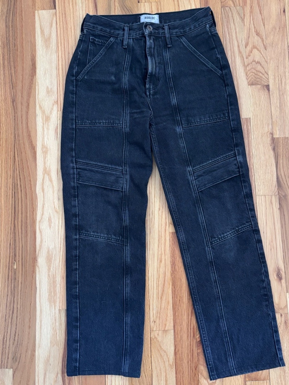 AGOLDE Cooper Cargo Black Paneled Utility Jeans